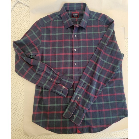 UNTUCKit Other - UNTUCKit Shirt- Flannel -Men's - Medium Navy Blue Button Down Plaid Slim